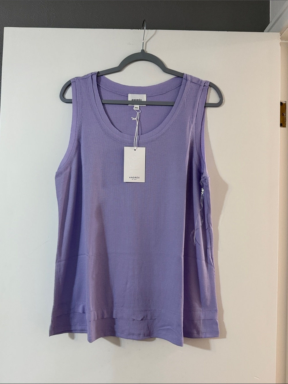 Andree Lilac Ribbed Scoop Neck Tank